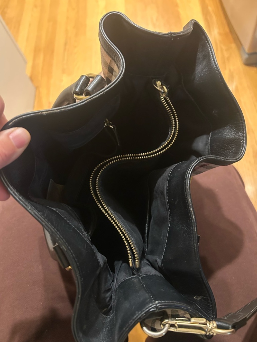 Burberry Haymarket Check Coated Canvas Crossbody Bag Purse - Picture 7 of 11